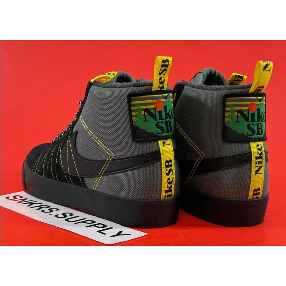 Nike High-Top Skate Sneakers in Black, Gray & Yellow